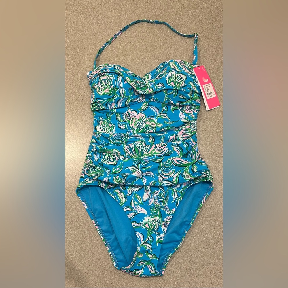 Lilly Pulitzer Blue Green Floral One-Piece Swimsuit